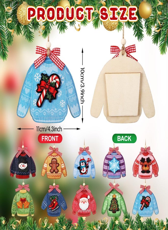 Threehoney 10 Pcs Christmas Gift Card Holder 3D Wooden Ugly Sweater Money Holders Hanging Ornament Winter Sweater Money and Gift Card Sleeves Christmas Holders for Xmas Party Winter Holiday Decor - Image 3